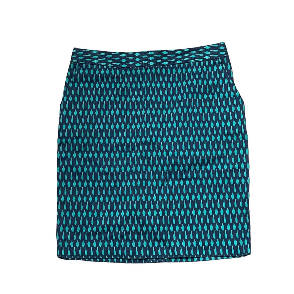 Tommy‎ Hilfiger Navy Blue Teal Cotton Blend Preppy Straight Pencil Skirt 2